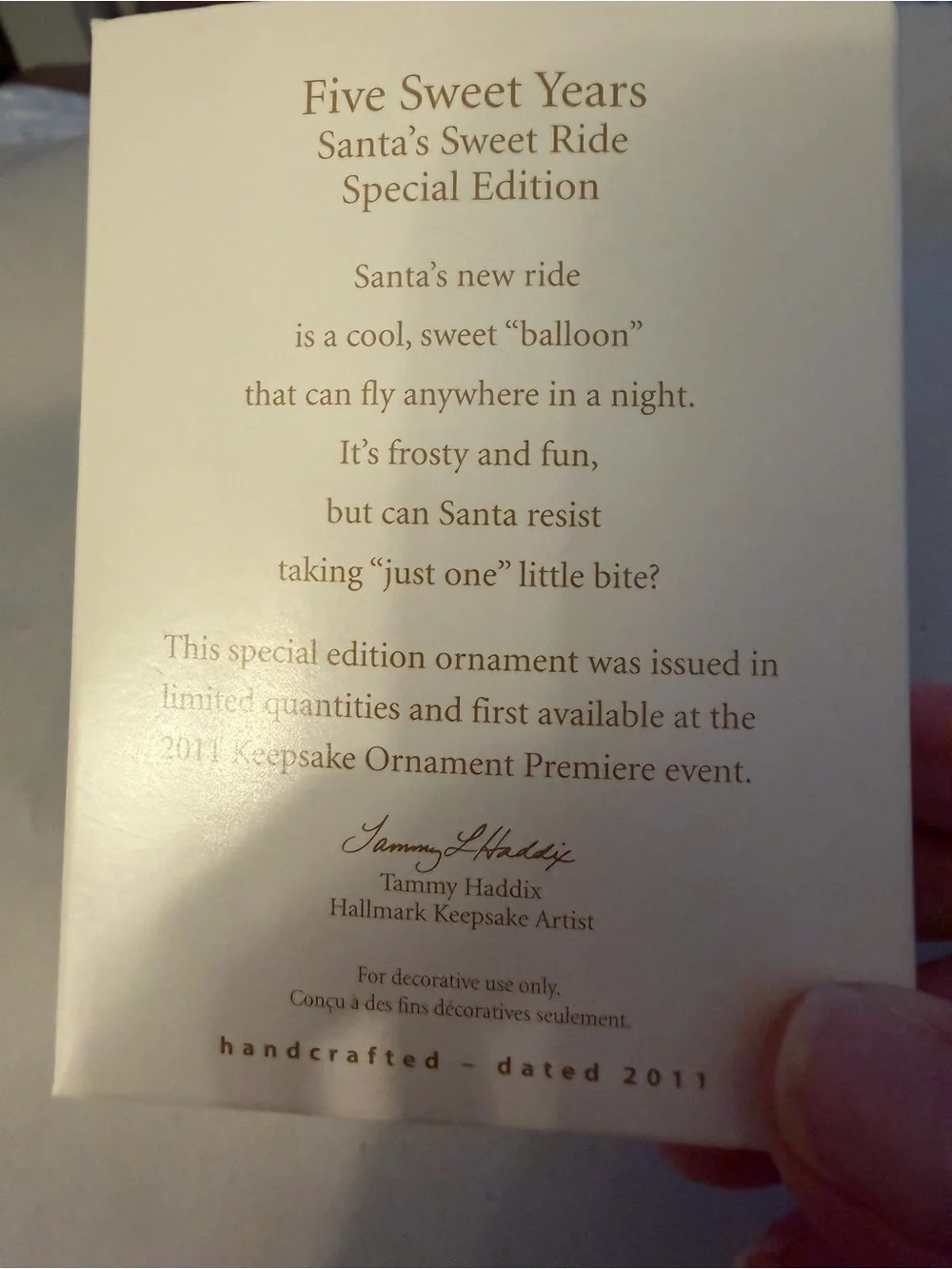 Hallmark 2011 Keepsake Limited Edition Five Sweet Years Ornament